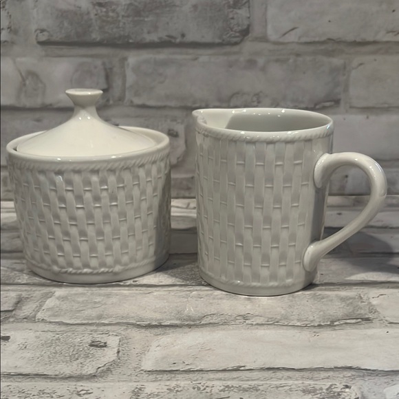 lnt Other - LNT home White Ceramic Sugar Bowl and Creamer Set